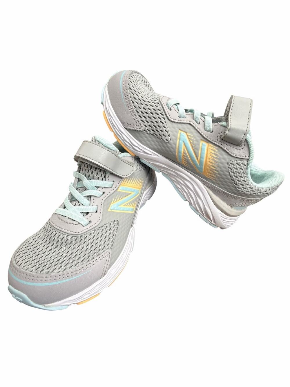 New Balance 680 Kids Running Shoes Gray Mint Hook Loop YA680GM6 Size 12.5